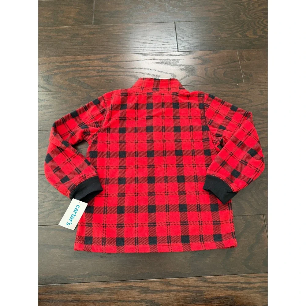 Carters Kids 5T Red Black Buffalo Plaid Fleece Pullover and Pants Set 2N949710